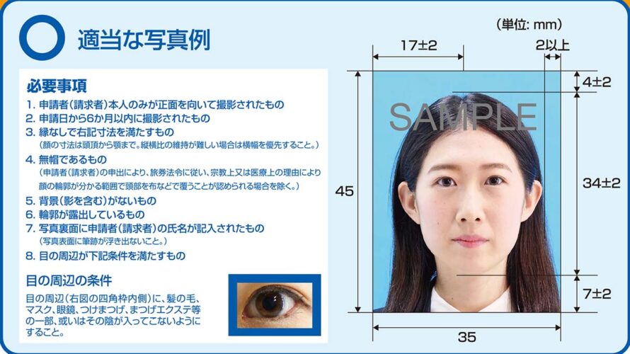 パスポート申請用写真規格が改定されました。(令和3年5月改定)